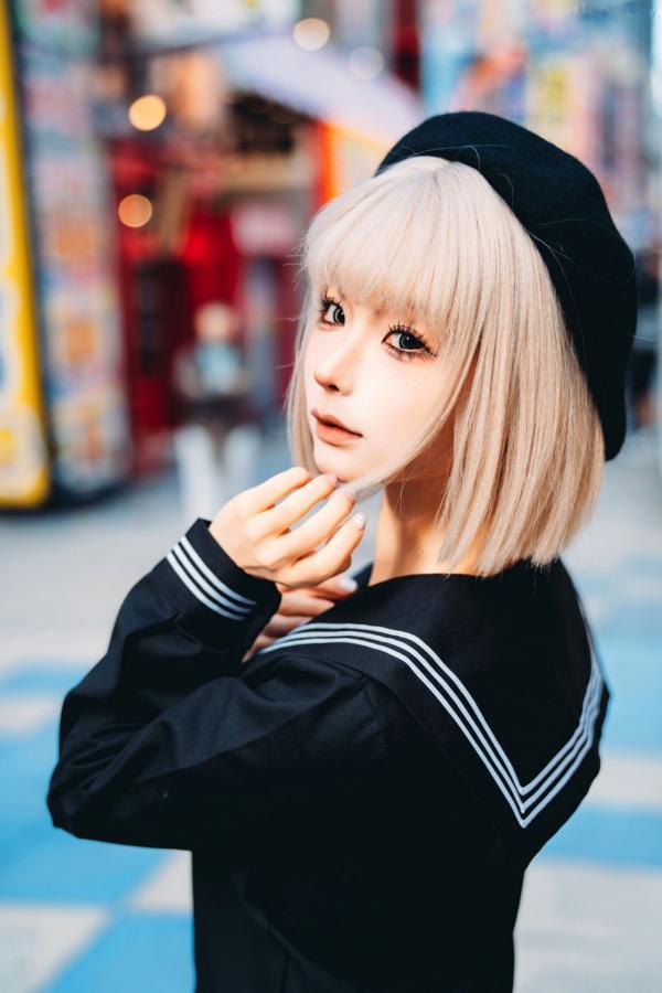 蠢沫沫  蠢沫沫-秋寻上 日系校服制服与大阪街拍性感写真第216张图片