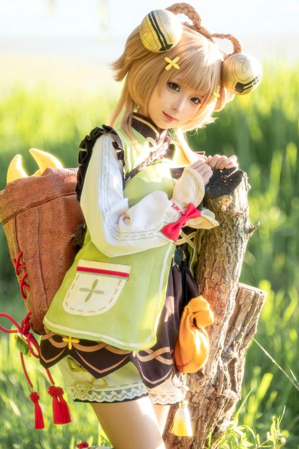蠢沫沫  蠢沫沫-瑶瑶原神Cosplay户外阳光草地清新治愈萌系写真第7张图片