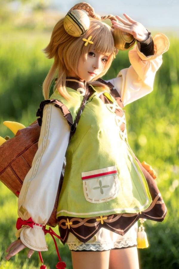 蠢沫沫  蠢沫沫-瑶瑶原神Cosplay户外阳光草地清新治愈萌系写真第14张图片