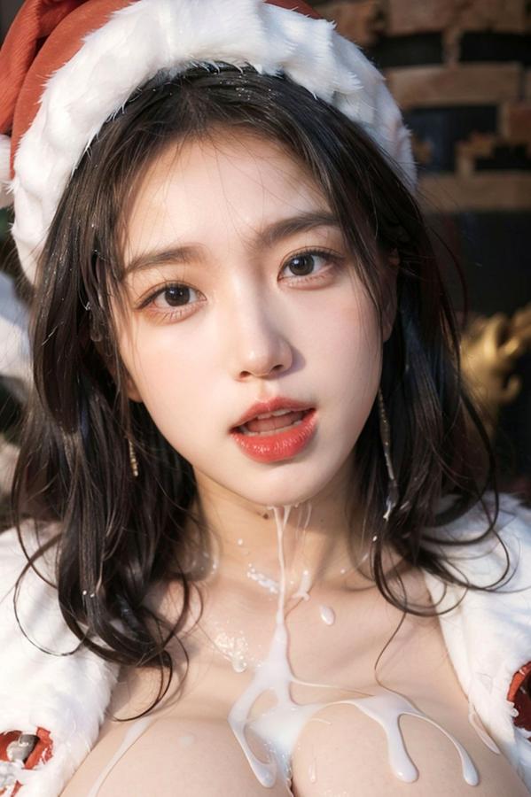    AI美女-拟实-圣诞红帽室内 圣诞狂欢火辣装扮大尺度性感诱惑私房写真第46张图片