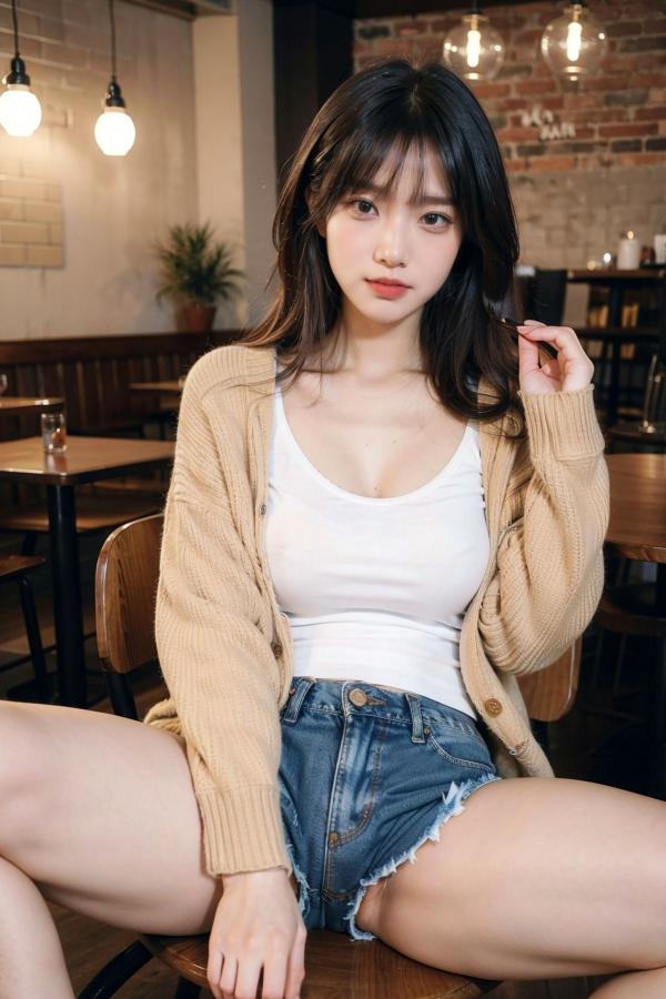    AI美女-拟实-咖啡馆的休闲时光 温暖治愈系性感下午茶写真第40张图片