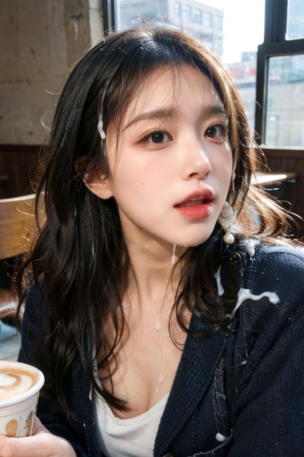    AI美女-拟实-咖啡馆的休闲时光 温暖治愈系性感下午茶写真第57张图片