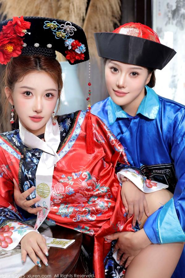 金允希Yuki  金允希  [秀人网XiuRen] NO.10762 金允希&Yuki - 清代宫廷古装cos 姐妹花闺房激情互动 大尺度古风诱惑写真第28张图片