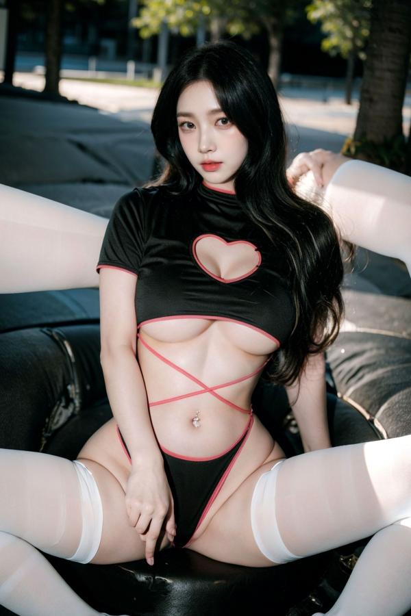    AI美女拟实写真：白色丝袜情趣T恤街拍与私房大尺度诱惑套图第12张图片