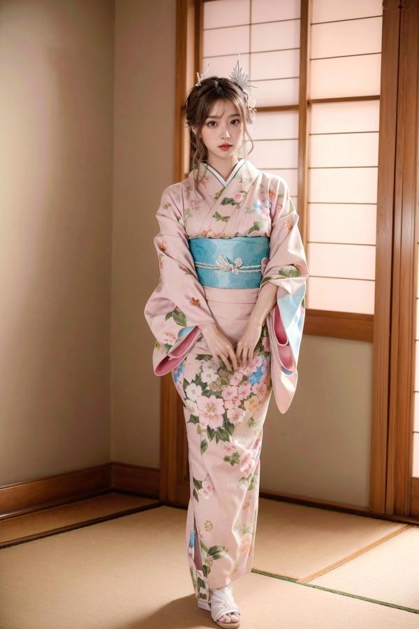    AI美女-拟实-粉色和服 日式和室私房写真 大尺度无圣光性感诱惑第1张图片