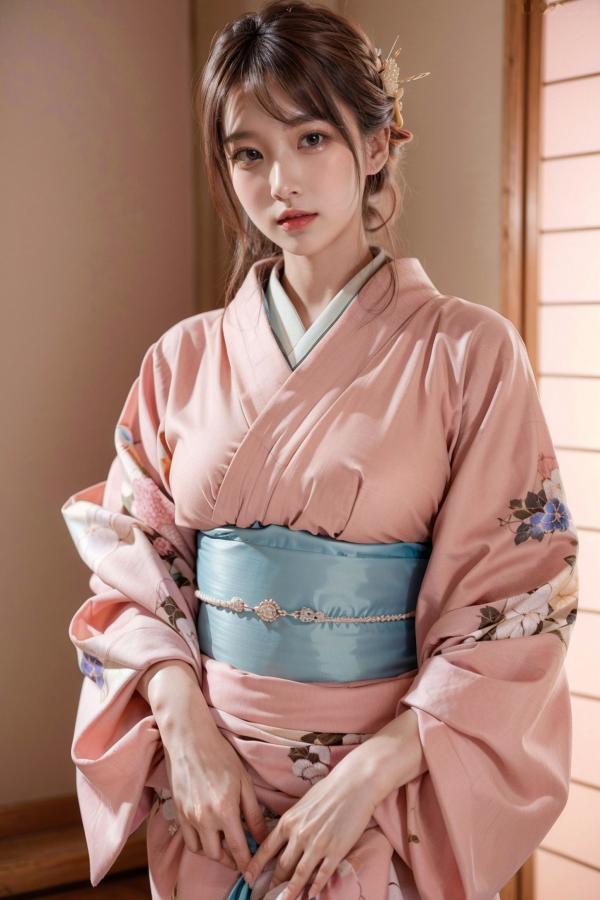    AI美女-拟实-粉色和服 日式和室私房写真 大尺度无圣光性感诱惑第6张图片