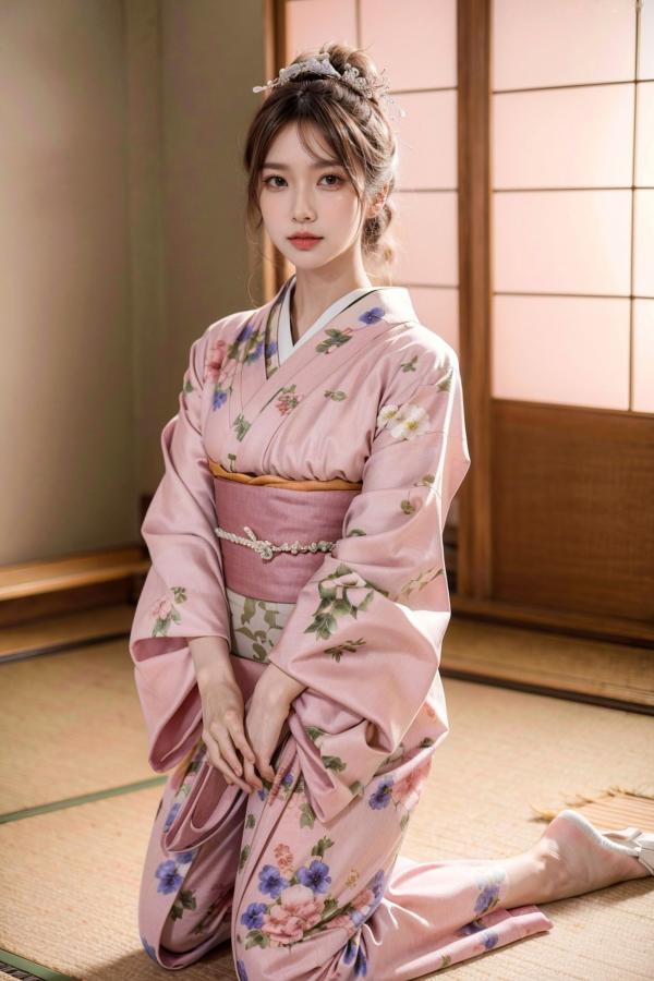    AI美女-拟实-粉色和服 日式和室私房写真 大尺度无圣光性感诱惑第8张图片