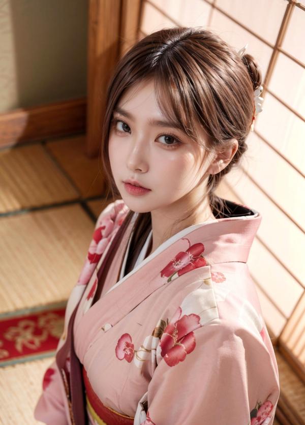    AI美女-拟实-粉色和服 日式和室私房写真 大尺度无圣光性感诱惑第9张图片