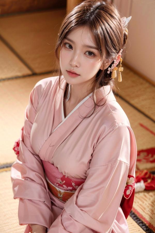    AI美女-拟实-粉色和服 日式和室私房写真 大尺度无圣光性感诱惑第11张图片