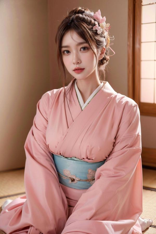    AI美女-拟实-粉色和服 日式和室私房写真 大尺度无圣光性感诱惑第12张图片