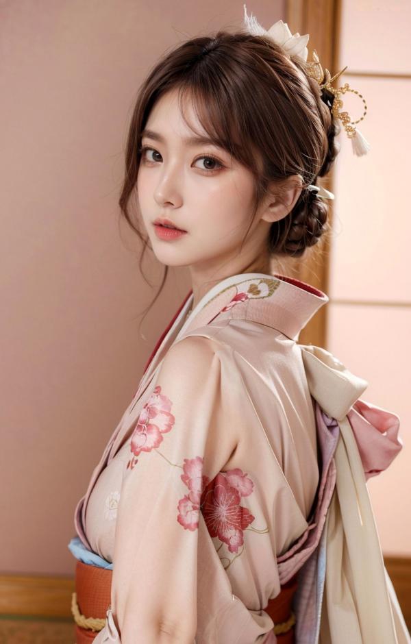    AI美女-拟实-粉色和服 日式和室私房写真 大尺度无圣光性感诱惑第25张图片