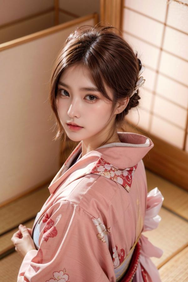    AI美女-拟实-粉色和服 日式和室私房写真 大尺度无圣光性感诱惑第59张图片
