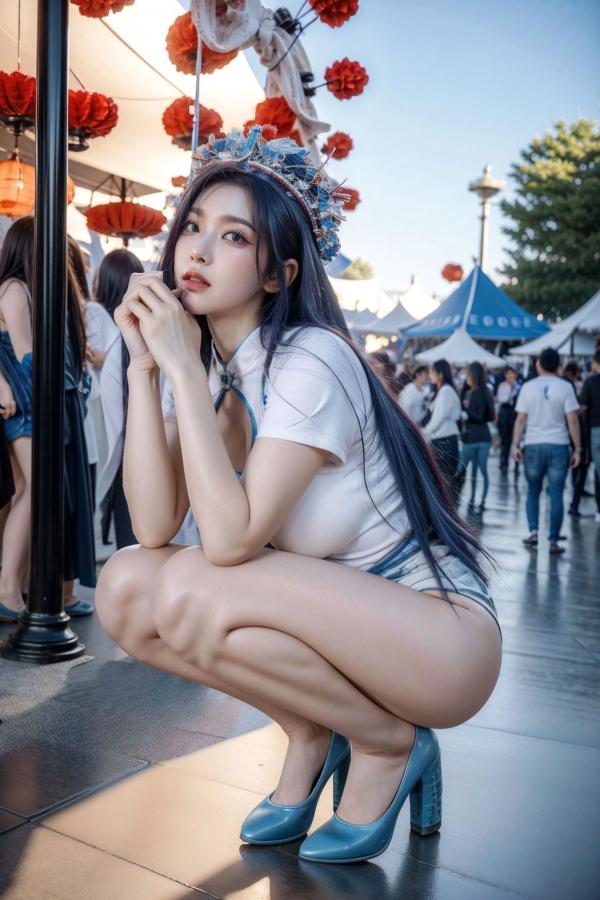    AI美女-拟实-古风女将头饰街拍 户外大尺度角色扮演性感写真第13张图片