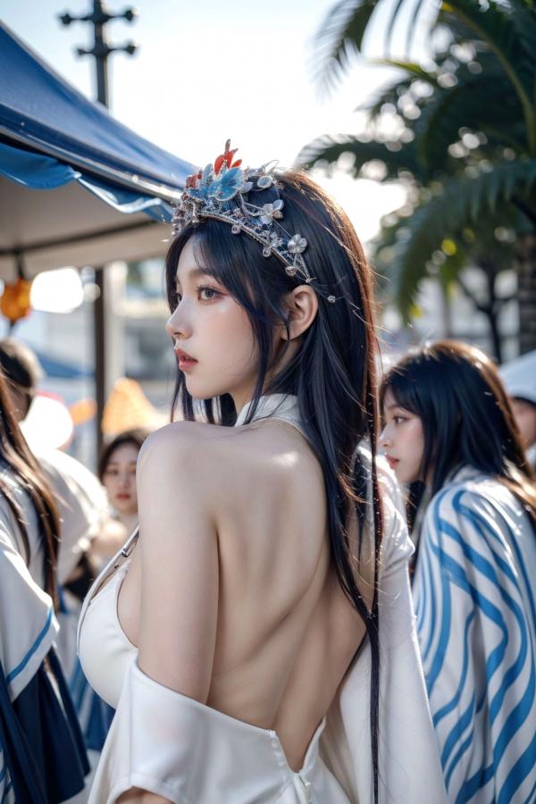    AI美女-拟实-古风女将头饰街拍 户外大尺度角色扮演性感写真第25张图片