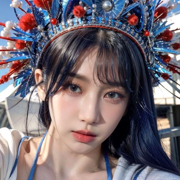    AI美女-拟实-古风女将头饰街拍 户外大尺度角色扮演性感写真第83张图片