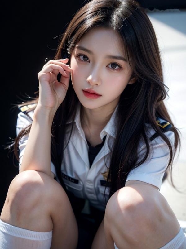    AI美女-拟实-美女飞行员机长-18禁 飞行员制服特写海滩性感写真第24张图片