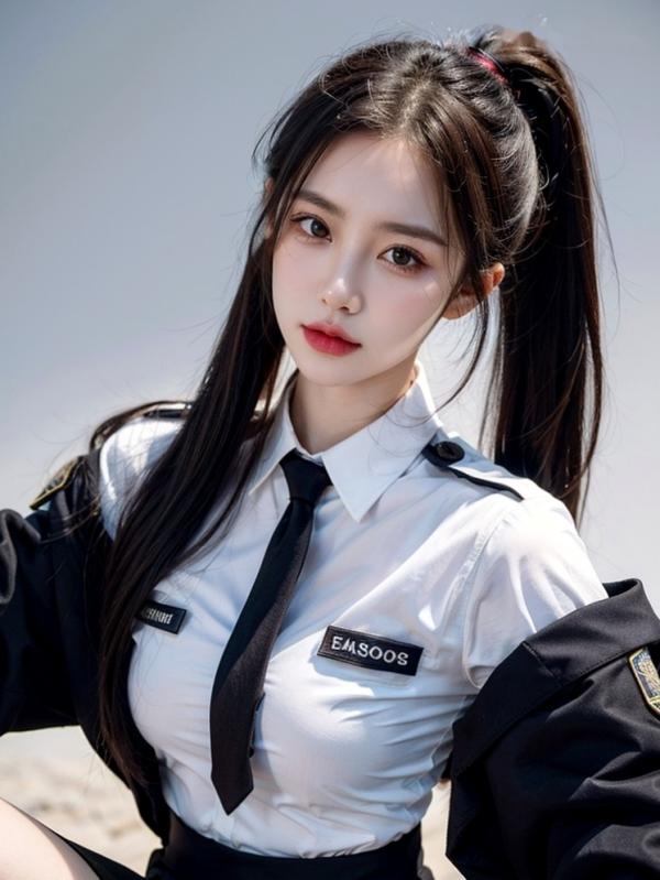    AI美女-拟实-美女飞行员机长-18禁 飞行员制服特写海滩性感写真第32张图片