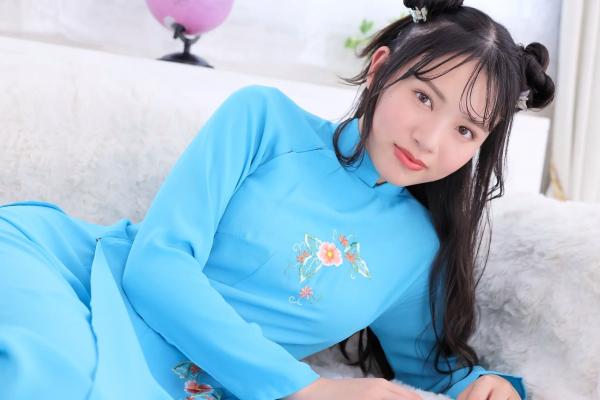    [Minisuka.tv] Mai Hyodo 兵藤まい - Regular Gallery Set 1.02 天蓝奥黛长裙清纯写真 治愈系甜美少女第30张图片
