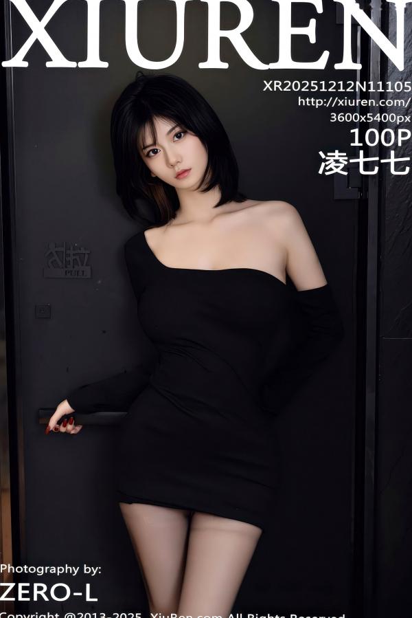    《XiuRen秀人网-11105-凌七七-短发美女黑色连衣短裙黑丝-家居私房性感美腿写真-2025.12.12》第101张图片