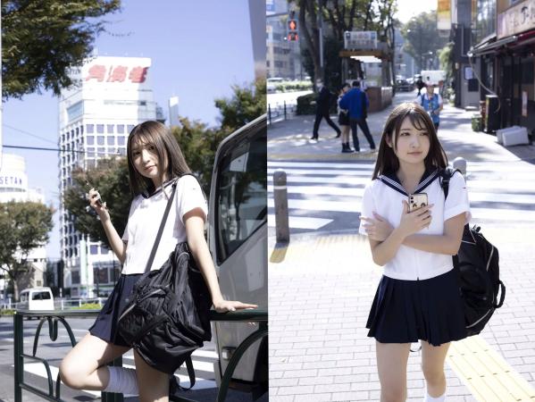    乃木結夢 - 頂き女子 日系校服街拍与性感私房蕾丝内衣诱惑写真第2张图片