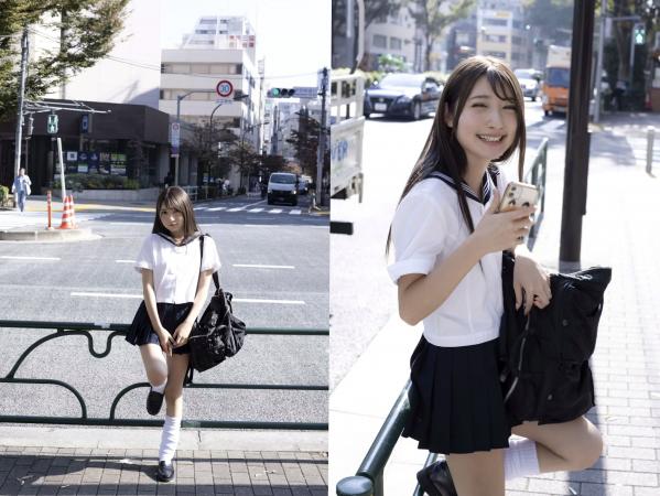    乃木結夢 - 頂き女子 日系校服街拍与性感私房蕾丝内衣诱惑写真第3张图片