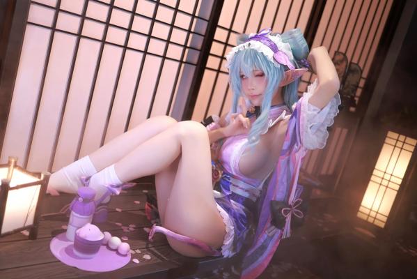    水淼aqua - 梦见月瑞希（原神）日式浴室私房COS写真 性感浴巾诱惑美图第6张图片