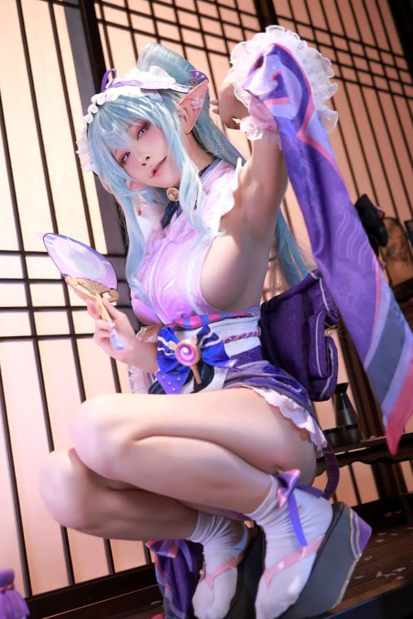    水淼aqua - 梦见月瑞希（原神）日式浴室私房COS写真 性感浴巾诱惑美图第8张图片