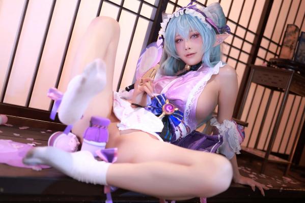    水淼aqua - 梦见月瑞希（原神）日式浴室私房COS写真 性感浴巾诱惑美图第15张图片