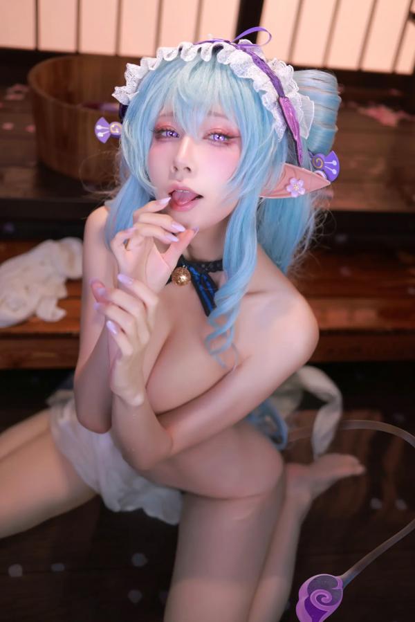    水淼aqua - 梦见月瑞希（原神）日式浴室私房COS写真 性感浴巾诱惑美图第45张图片