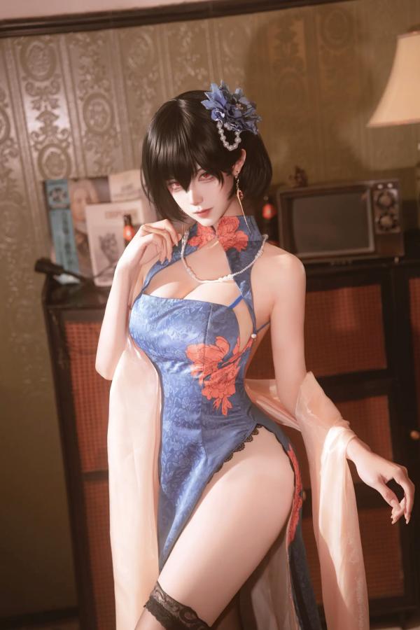    Seya-狮砸《碧蓝航线建武》复古旗袍黑丝COS写真 优雅冷艳美腿诱惑第7张图片