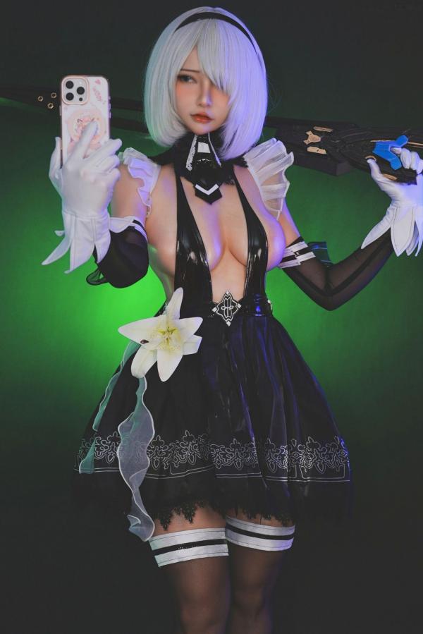    Potato-Godzilla-Eve-2B-尼尔-机械纪元-寄叶二号B型 性感Cosplay黑丝诱惑私房写真第1张图片