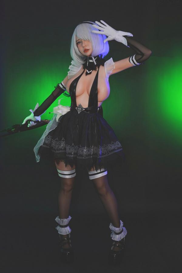    Potato-Godzilla-Eve-2B-尼尔-机械纪元-寄叶二号B型 性感Cosplay黑丝诱惑私房写真第6张图片