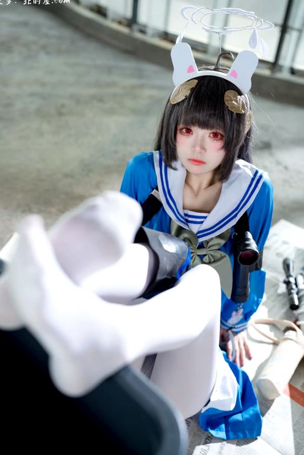    九柒喵 - 美游 蔚蓝档案水手服白丝萌系角色扮演COS第7张图片