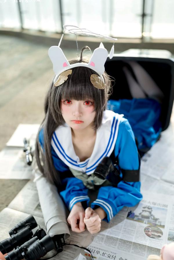    九柒喵 - 美游 蔚蓝档案水手服白丝萌系角色扮演COS第23张图片