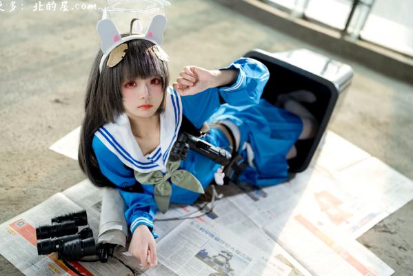    九柒喵 - 美游 蔚蓝档案水手服白丝萌系角色扮演COS第32张图片