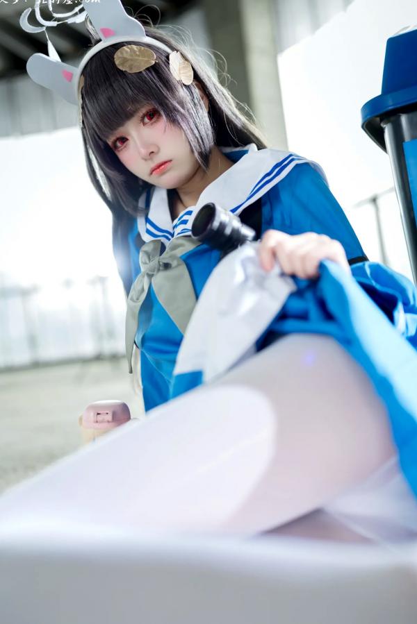    九柒喵 - 美游 蔚蓝档案水手服白丝萌系角色扮演COS第34张图片