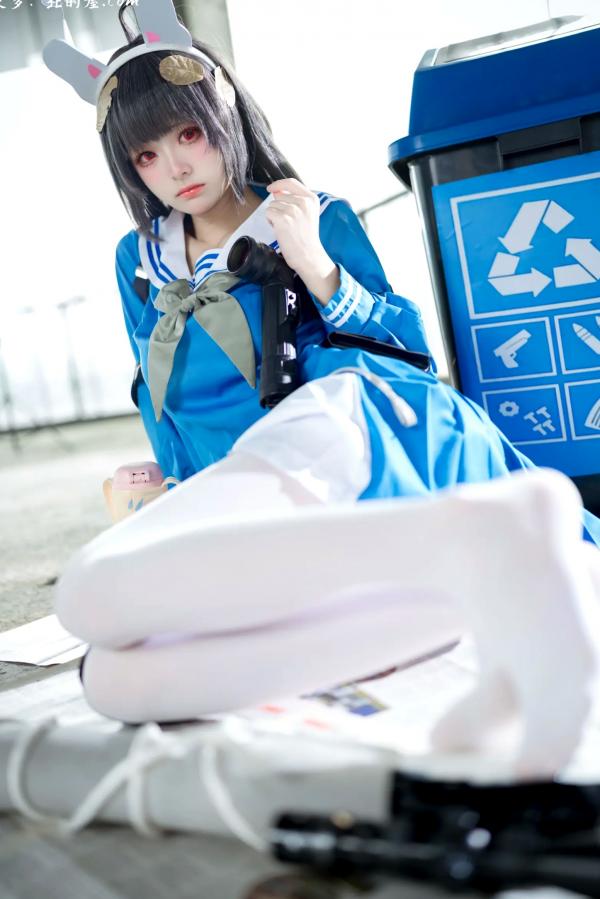    九柒喵 - 美游 蔚蓝档案水手服白丝萌系角色扮演COS第35张图片