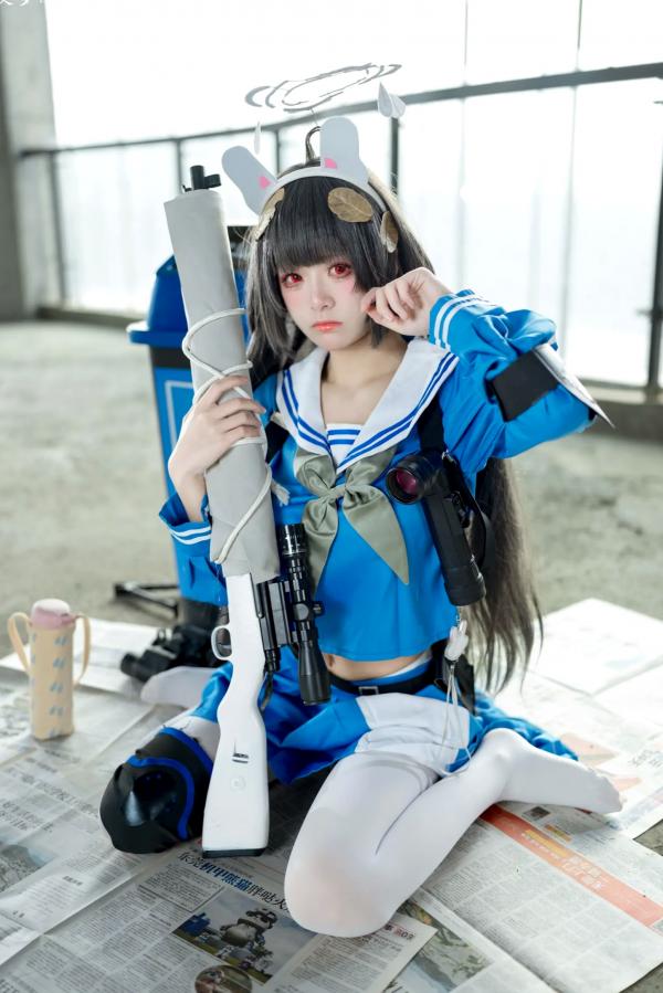    九柒喵 - 美游 蔚蓝档案水手服白丝萌系角色扮演COS第41张图片