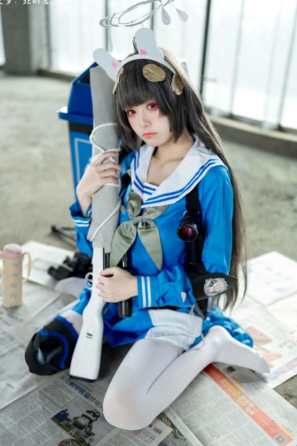    九柒喵 - 美游 蔚蓝档案水手服白丝萌系角色扮演COS第42张图片