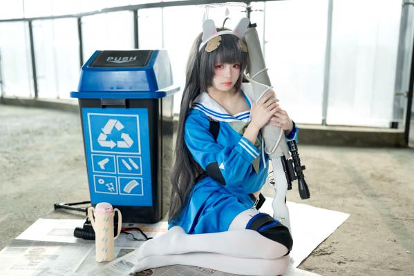    九柒喵 - 美游 蔚蓝档案水手服白丝萌系角色扮演COS第43张图片