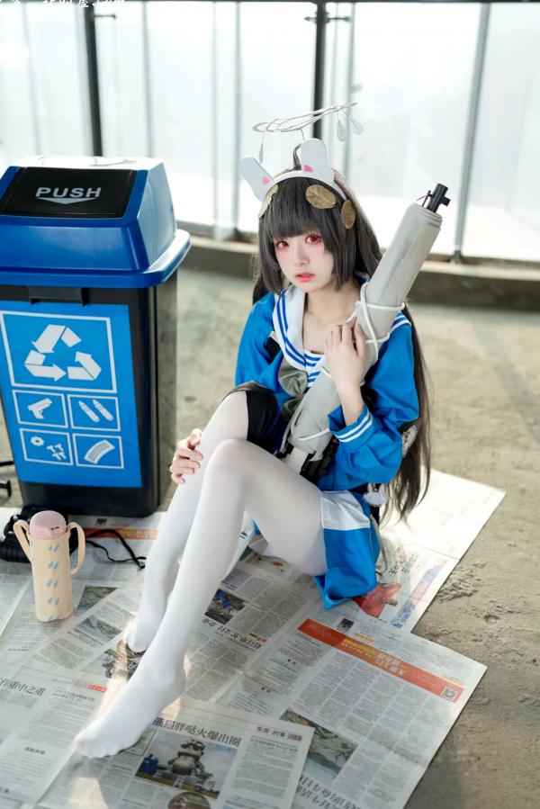    九柒喵 - 美游 蔚蓝档案水手服白丝萌系角色扮演COS第44张图片