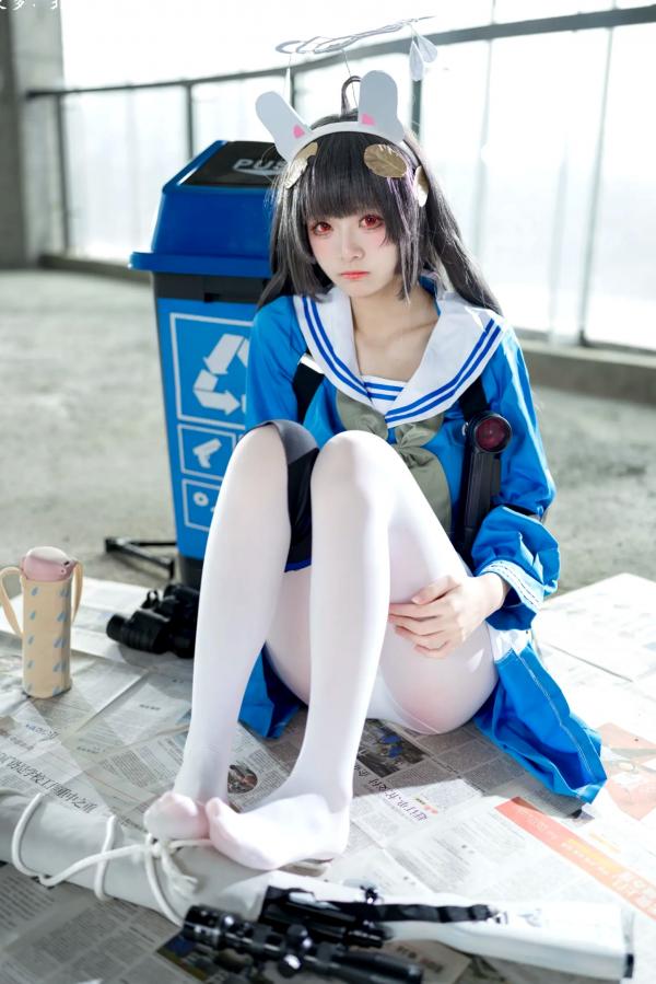    九柒喵 - 美游 蔚蓝档案水手服白丝萌系角色扮演COS第48张图片