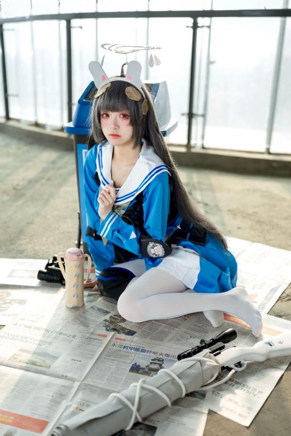    九柒喵 - 美游 蔚蓝档案水手服白丝萌系角色扮演COS第49张图片