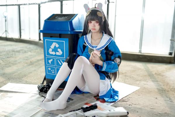    九柒喵 - 美游 蔚蓝档案水手服白丝萌系角色扮演COS第50张图片