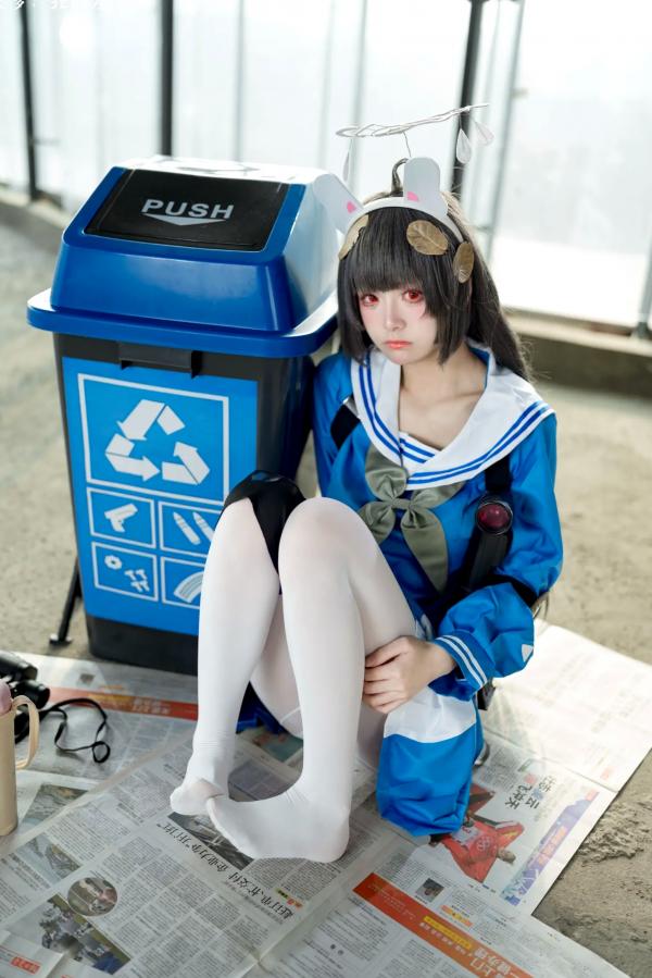    九柒喵 - 美游 蔚蓝档案水手服白丝萌系角色扮演COS第52张图片