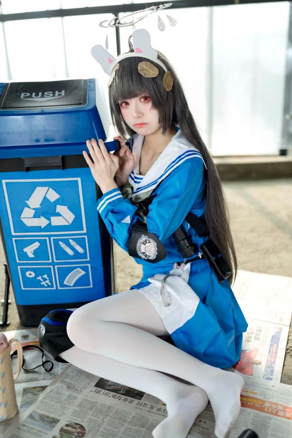    九柒喵 - 美游 蔚蓝档案水手服白丝萌系角色扮演COS第53张图片