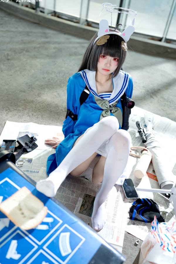    九柒喵 - 美游 蔚蓝档案水手服白丝萌系角色扮演COS第54张图片