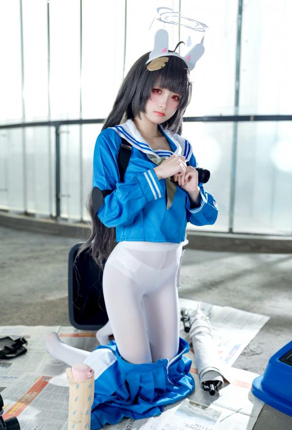    九柒喵 - 美游 蔚蓝档案水手服白丝萌系角色扮演COS第55张图片