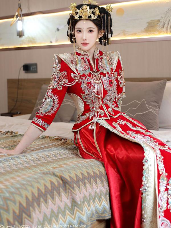 李霜 梨霜儿  XiuRen秀人网-10742-梨霜儿-中式秀禾服新娘红装性感内衣私房诱惑写真第8张图片