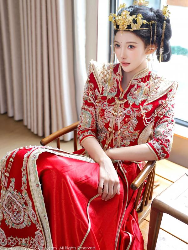 李霜 梨霜儿  XiuRen秀人网-10742-梨霜儿-中式秀禾服新娘红装性感内衣私房诱惑写真第16张图片